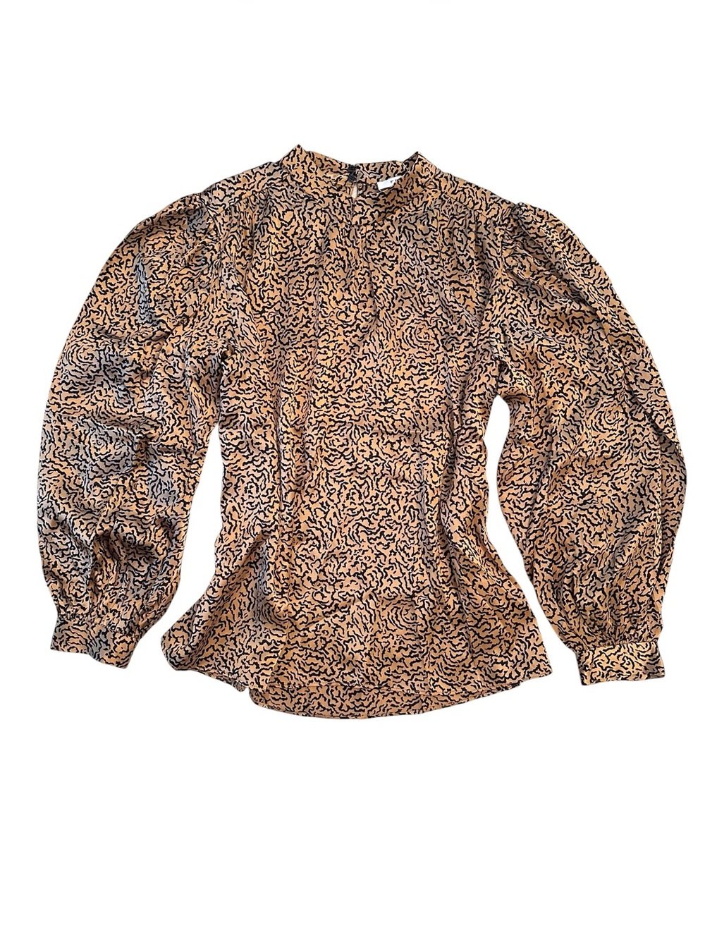 Frame Abstract Animal Print Balloon Sleeve Silk Blouse size Medium